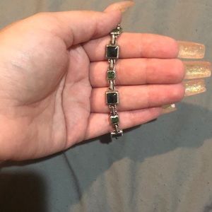 Silver and green bracelet